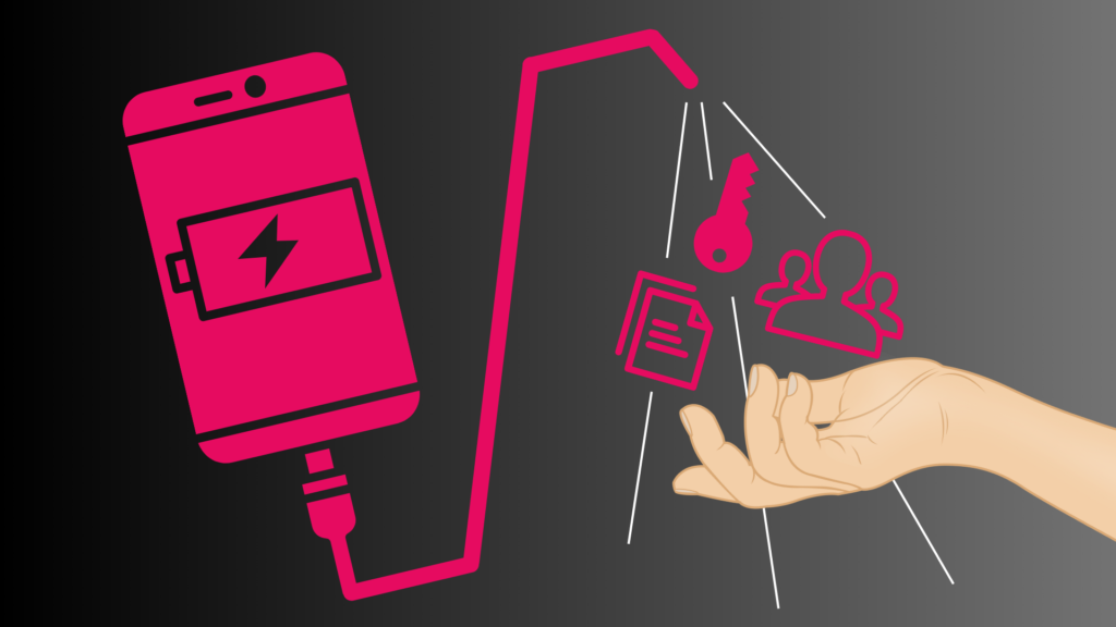graphic showing phone with usb tethering