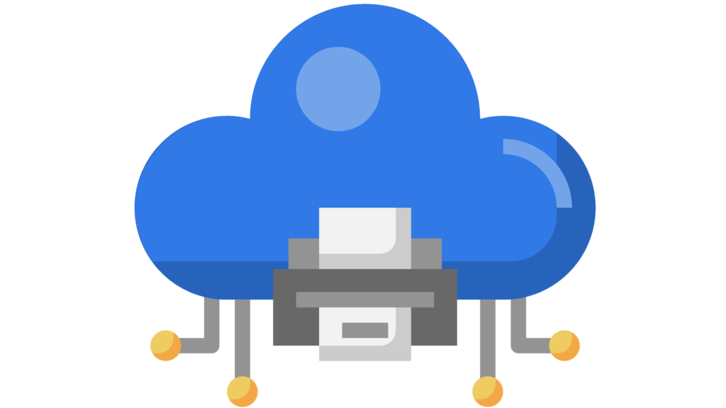 graphic showing a cloud with a printer